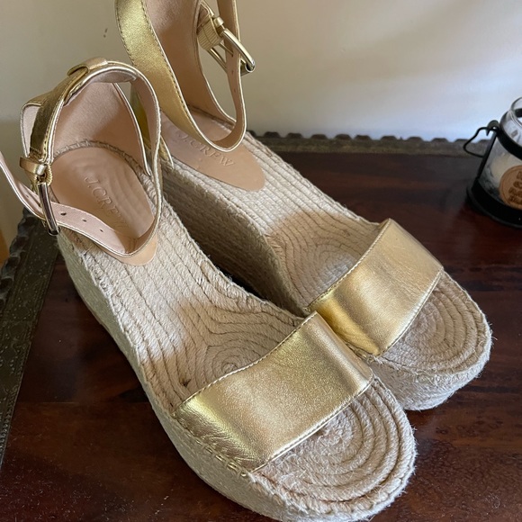 J.crew Marina metallic gold espadrille wedge sandals - Picture 2 of 8